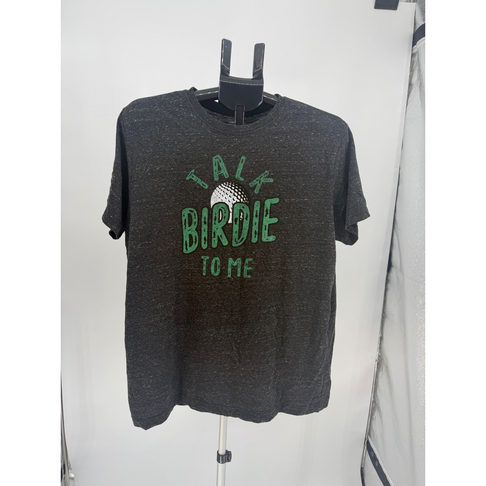 State of Mine Graphic Tee Mens Large Gray Excellent Talk Birdie To Me Golf Shirt